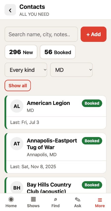 The BNDMNGR app: Keep every booker in one place